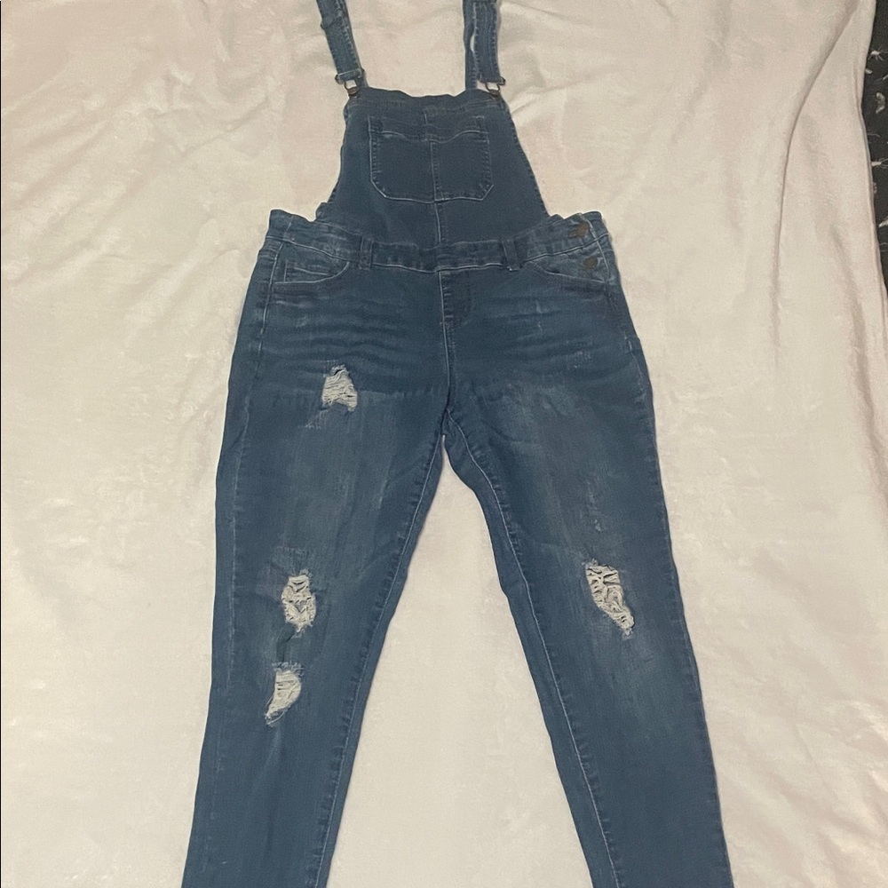Wax Jean Distressed Blue Overalls